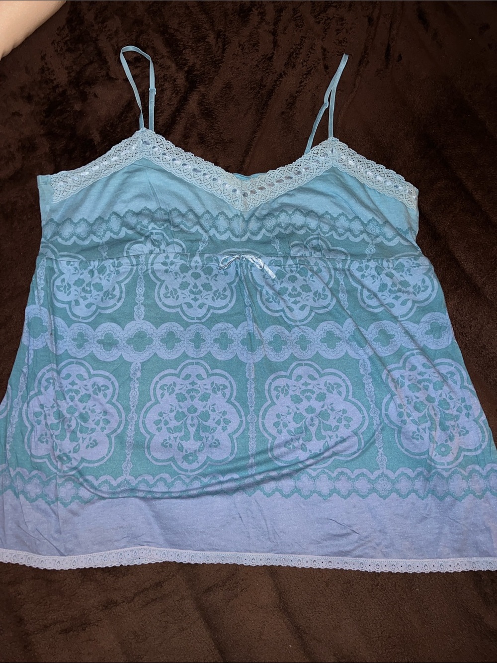 DKNY Lace-Trim Blue Purple Patterned Cami Top